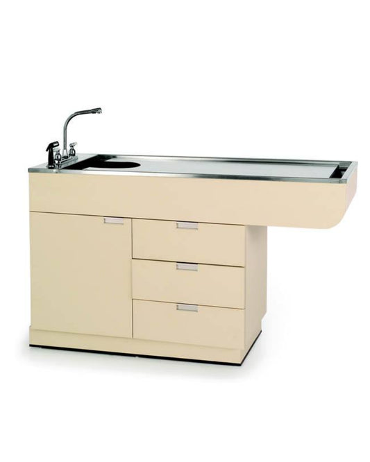 Petlift Veterinary 60in Wet Table Cabinet and Drawers with Knee Space