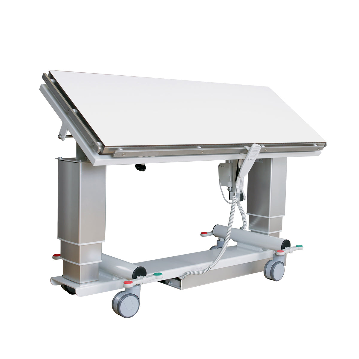 OP-System flat-top veterinary surgical table in tilted position